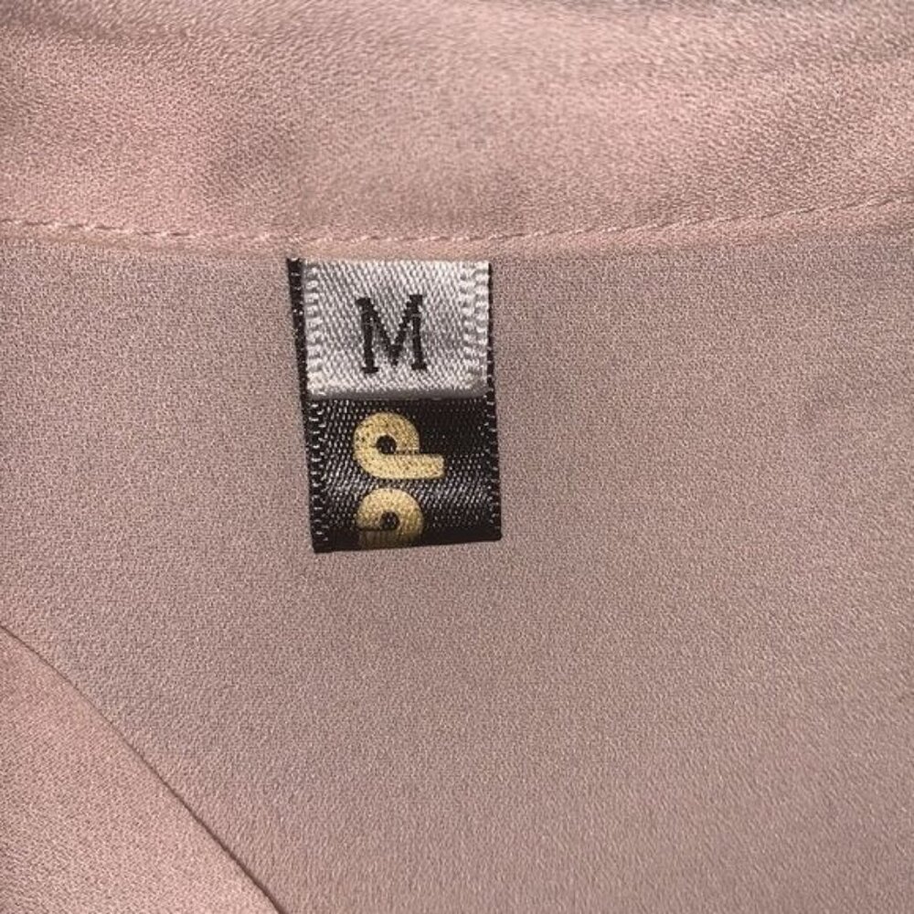 Yidarton Womens Blush Pink Long Sleeve Tie Neck Blouse Polyester M - Picture 3 of 8